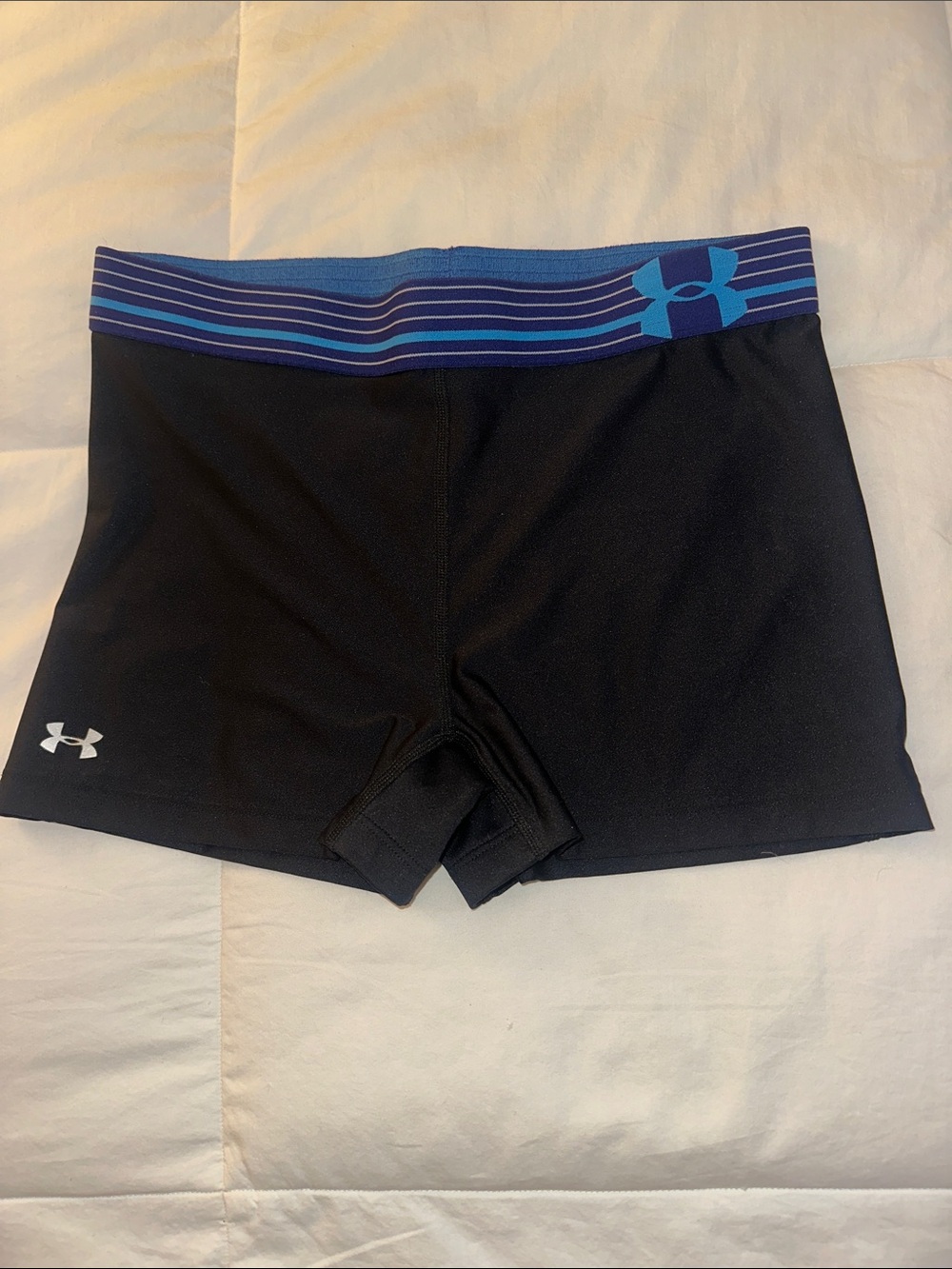 Under Armour Black Women's Compression Bike Shorts with Blue Waistband